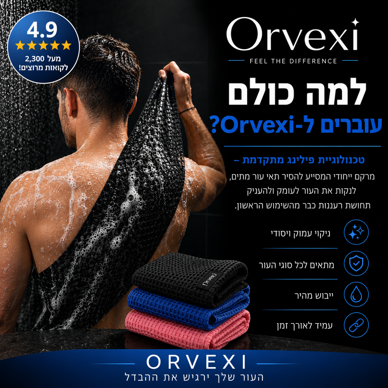מגבת פילינג מבית orvexi